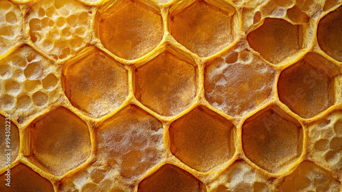 hexagonal honeycomb structures with a natural, waxy texture