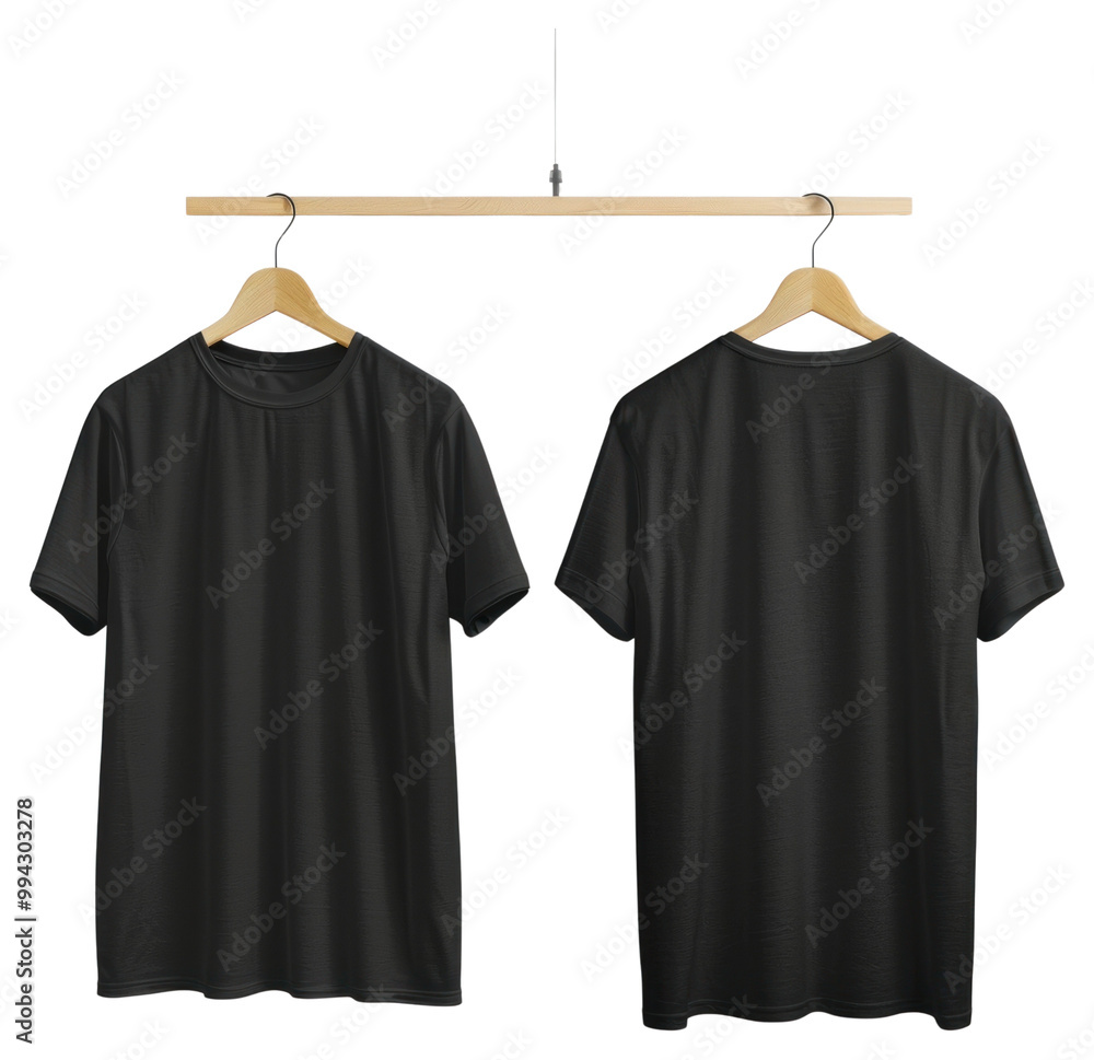 Black t-shirts hanger clothing apparel. Black t-shirts hanger clothing apparel.