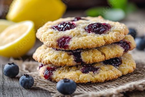 Wallpaper Mural Lemon Blueberry Jam Cookies With Professional Background, Dessert Food Photography, Dessert Menu Style Photo Image Torontodigital.ca