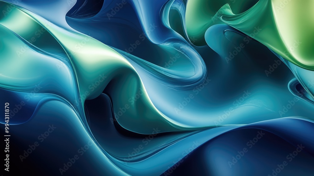 Abstract organic 3D background banner featuring fluid shapes in blue and green hues Abstract organic 3D background banner featuring fluid shapes in blue and green hues