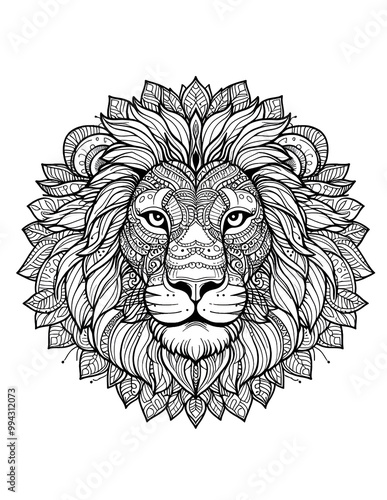 Wallpaper Mural Coloring Page: Beautiful Lion Mandala Art. Torontodigital.ca