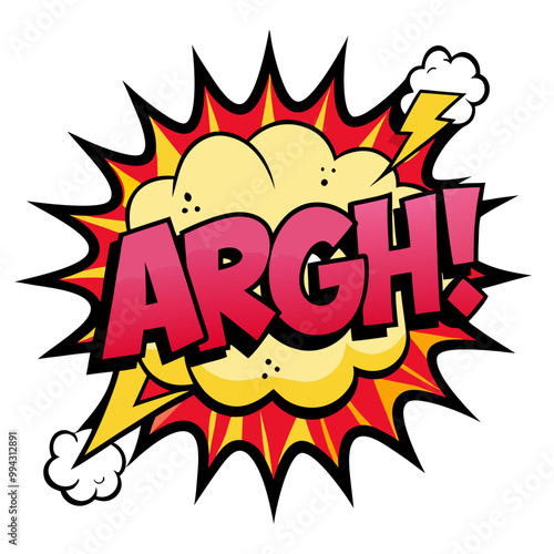 a comic-style graphic featuring the word "ARGH!" in bold, red letters with a black outline. The text is set against a yellow explosion shape with a red outline, giving it a dynamic and expressive appe