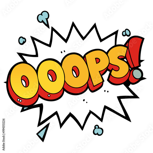 a cartoon-style graphic with the word "OOOPS!" written in large, bold, yellow letters with a red outline. The text is surrounded by a jagged, starburst-like shape, suggesting an explosion or impact