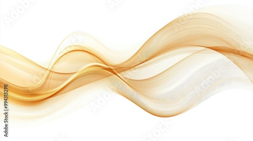 Abstract vector wavy lines creating a smooth flowing curve in gold tones