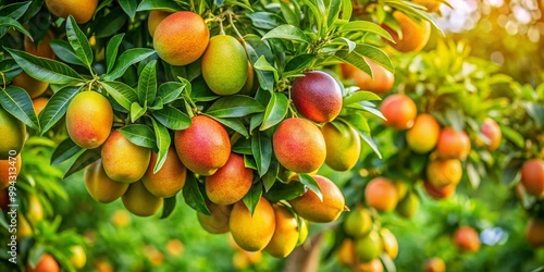 Wallpaper Mural Lush green tree branches bearing ripe, juicy fruits ready for harvest in a vibrant natural setting Torontodigital.ca