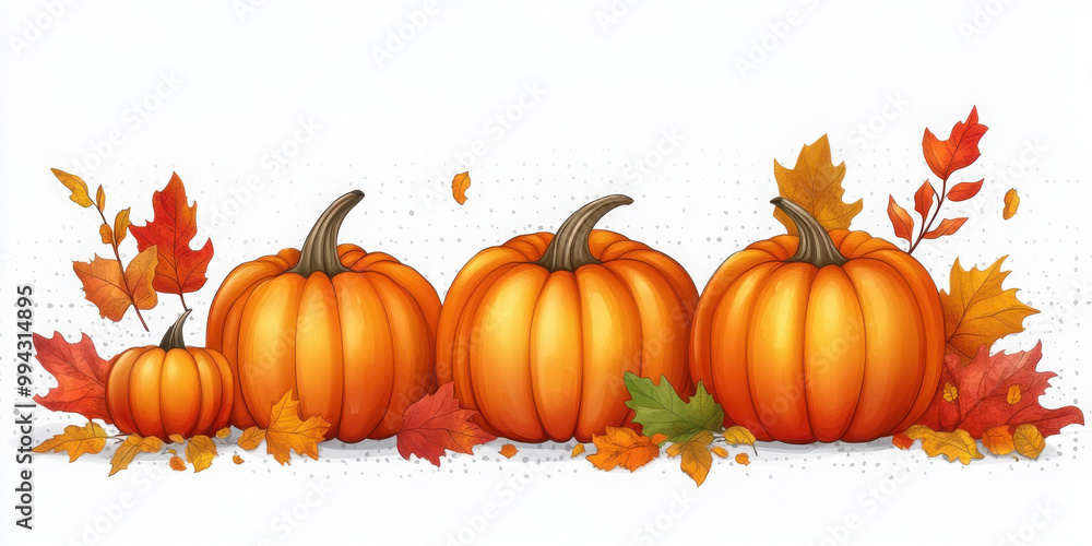 Autumn leaves and pumpkins pattern on transparent background. Seasonal floral maple oak tree orange leaves with gourds for thanksgiving holiday, harvest decoration vector design. Autumn leaves and pumpkins pattern on transparent background. Seasonal floral maple oak tree orange leaves with gourds for thanksgiving holiday, harvest decoration vector design.