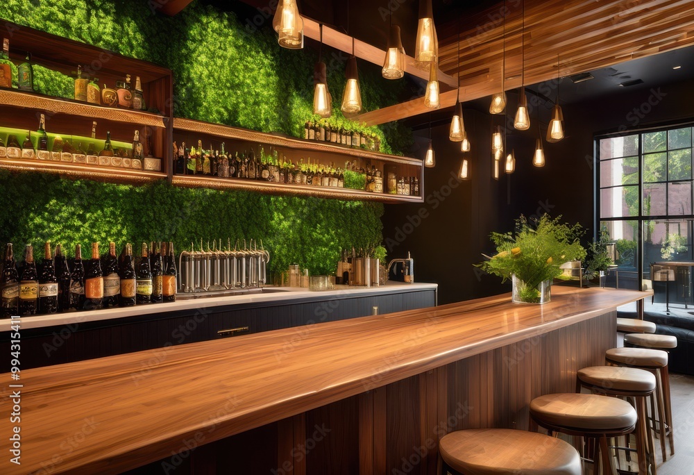 elegantly arranged craft beer ingredients chic bar environment featuring water accentuated ambient lighting, barley, hops, yeast, bottles, glasses, tap elegantly arranged craft beer ingredients chic bar environment featuring water accentuated ambient lighting, barley, hops, yeast, bottles, glasses, tap