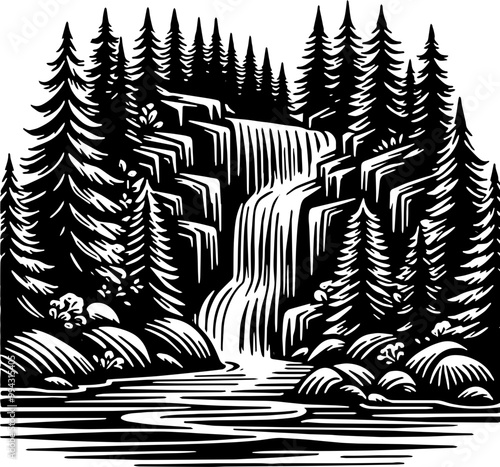 Waterfall silhouette