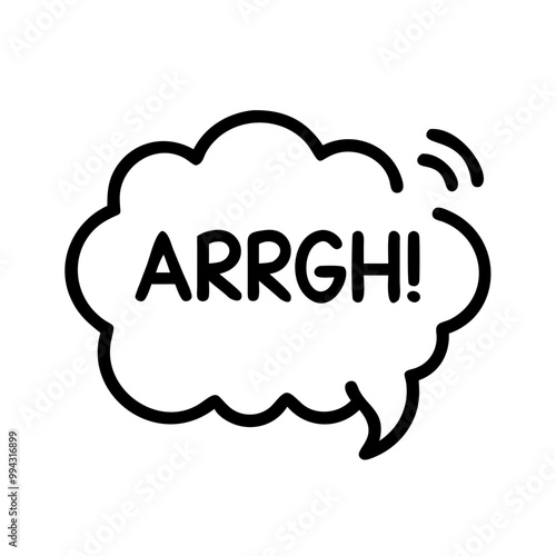 a simple black and white illustration of a speech bubble with the word "ARRGH!" inside it. The speech bubble has a cloud-like shape with a small tail pointing downwards