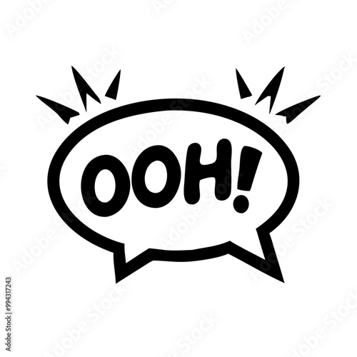 a black and white comic-style speech bubble with the word "OOH!" inside it. The speech bubble has jagged lines coming out from the top, suggesting excitement or emphasis.