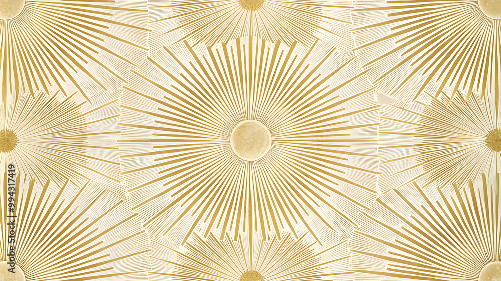Fototapeta premium A repeating pattern of sunburst-like shapes.