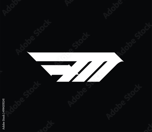 FM trendy logo design vector for GYM, sports etc