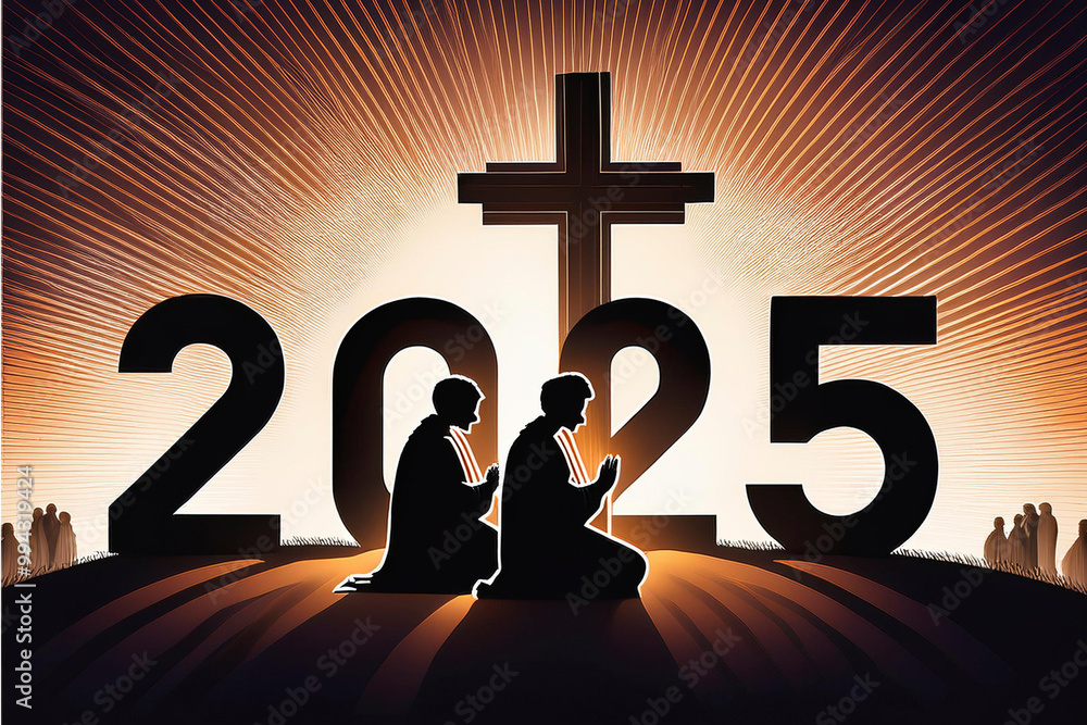 Colección de imágenes con el número 2025 del próximo año y enfocado a diferentes motivos.