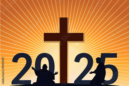 Colección de imágenes con el número 2025 del próximo año y enfocado a diferentes motivos.