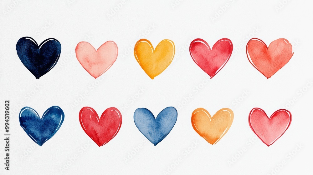 A series of colorful, hand-drawn hearts with sketchy outlines, arranged in a neat grid. A series of colorful, hand-drawn hearts with sketchy outlines, arranged in a neat grid.