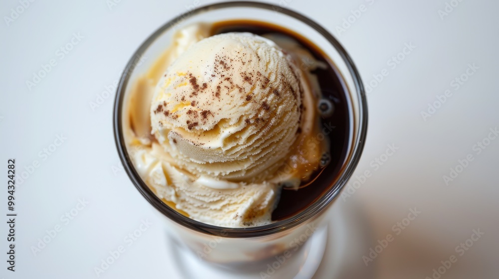 A glass of ice cream with a brownish color