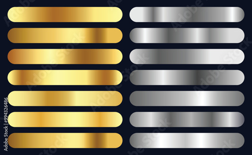 Metal Gradient Collection of Gold, Golden Pearl and Silver Swatches