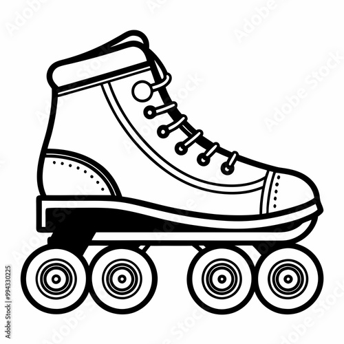 roller skate shoe line art vector illustration