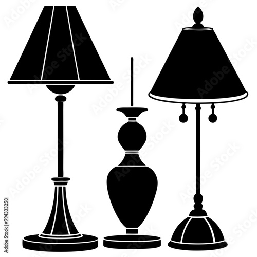 table lamps set silhouette vector illustration 