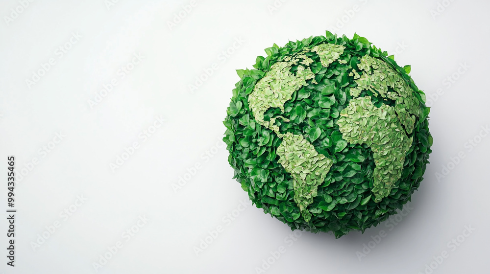 A green globe made of leaves showcasing a sustainable vision for the planet's future A green globe made of leaves showcasing a sustainable vision for the planet's future