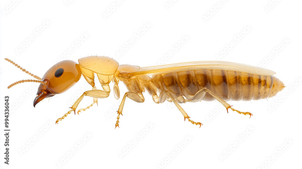 Detailed close-up of a termite showing intricate features against a white background Detailed close-up of a termite showing intricate features against a white background