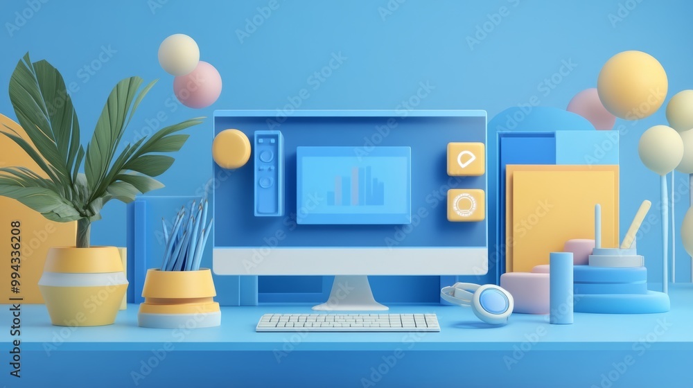 3D web vector illustrations for teleconferencing and web video conferencing. 3D web vector illustrations for teleconferencing and web video conferencing.