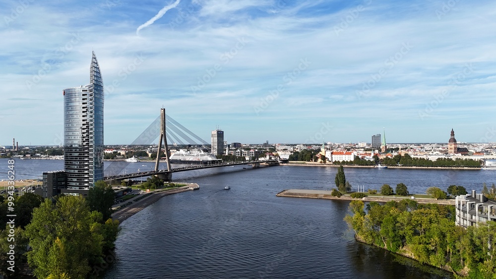 Fototapeta premium Landscape Riga City Centre Latvia Skyline drone aerial view