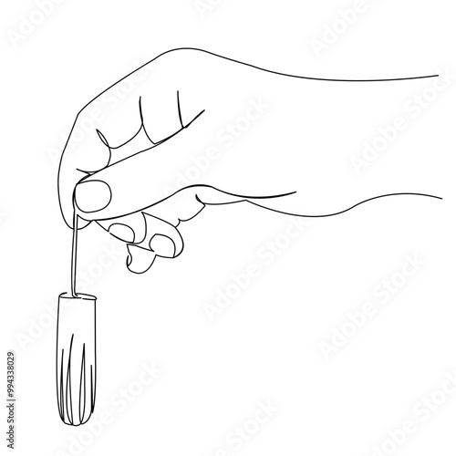 One continuous single drawing line art doodle tampon, menstruation, period, hygiene, menses, cotton, women. Isolated flat illustration hand draw contour on a white background
