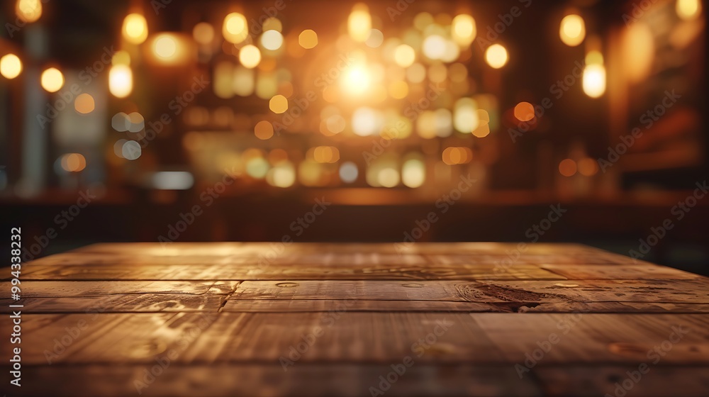 Empty wooden table with christmas theme in background, Warm Glow: A Cozy Evening at a Wooden Table Empty wooden table with christmas theme in background, Warm Glow: A Cozy Evening at a Wooden Table