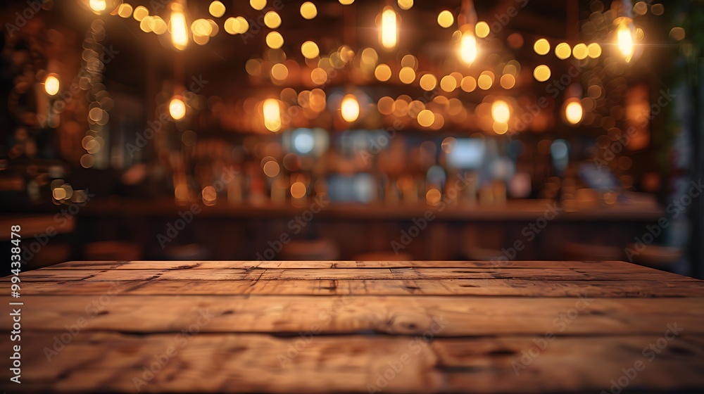 Empty wooden table with christmas theme in background, Warm Glow: A Cozy Evening at a Wooden Table Empty wooden table with christmas theme in background, Warm Glow: A Cozy Evening at a Wooden Table