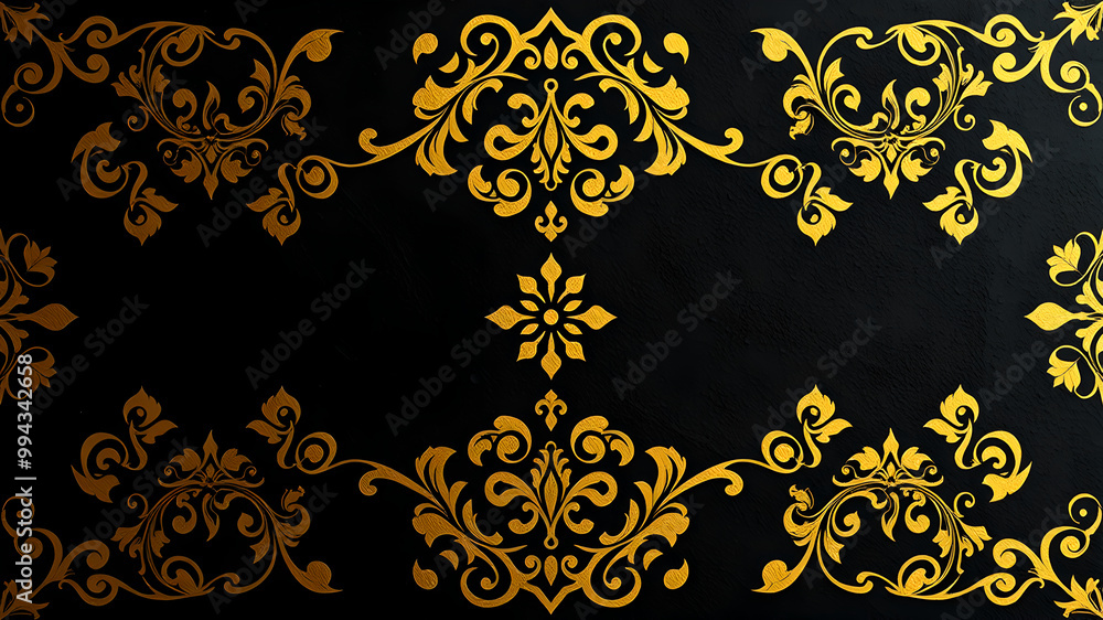 Gold forged pattern on a background of black wallpaper Gold forged pattern on a background of black wallpaper