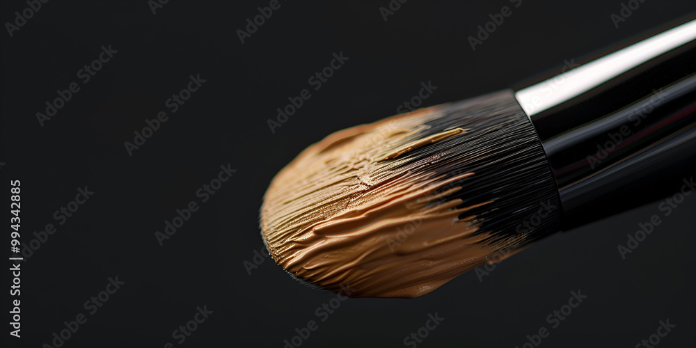 Fototapeta premium Makeup Brush with Foundation Cream in Close-Up