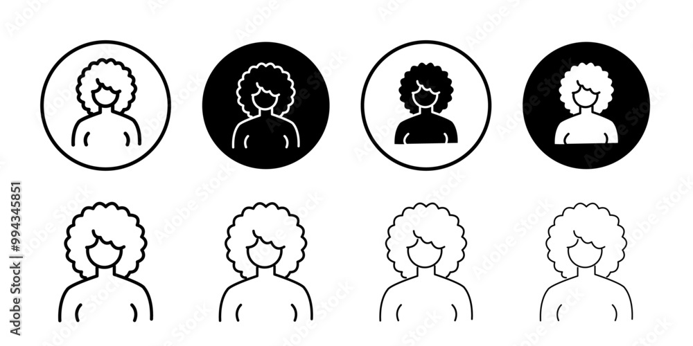 afro-american woman or girl icon thin line vector illustration afro-american woman or girl icon thin line vector illustration