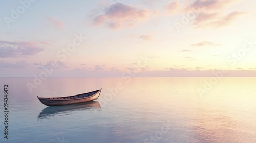 Solar-Powered Boat Tours, a serene boat sailing on clear waters, set against a sunset background, 3D illustration