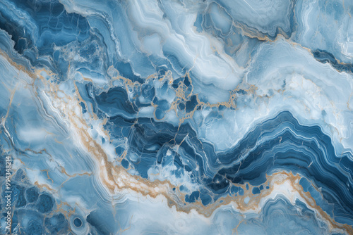 Beautiful Gold & Blue Marble Surface. Marble Texture. Background.