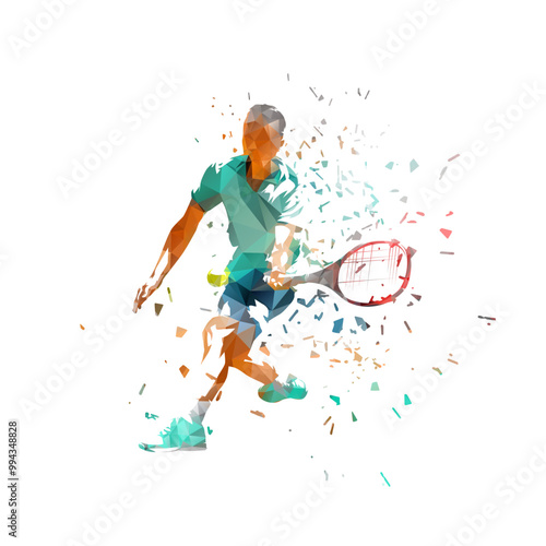 Tennis player, abstract isolated vector illustration, distortion effect