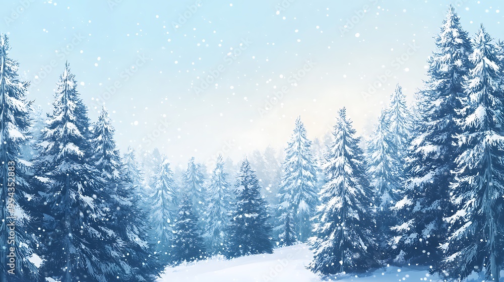 Serene Snow-Covered Forest Landscape in Winter Serene Snow-Covered Forest Landscape in Winter