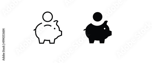 Piggy Bank Icon, piggybank savings, save, money box, earnings icons button, vector, sign, symbol, logo, illustration, editable stroke, flat design style isolaated on white linear pictogram photo