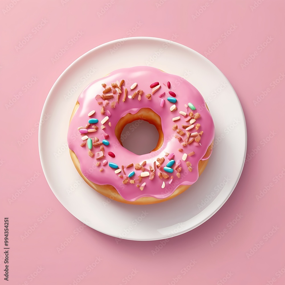 Delicious fresh donuts with topping arrangement in white background, assortment of pastel donuts with colorful sprinkles for sweet treat celebration Delicious fresh donuts with topping arrangement in white background, assortment of pastel donuts with colorful sprinkles for sweet treat celebration