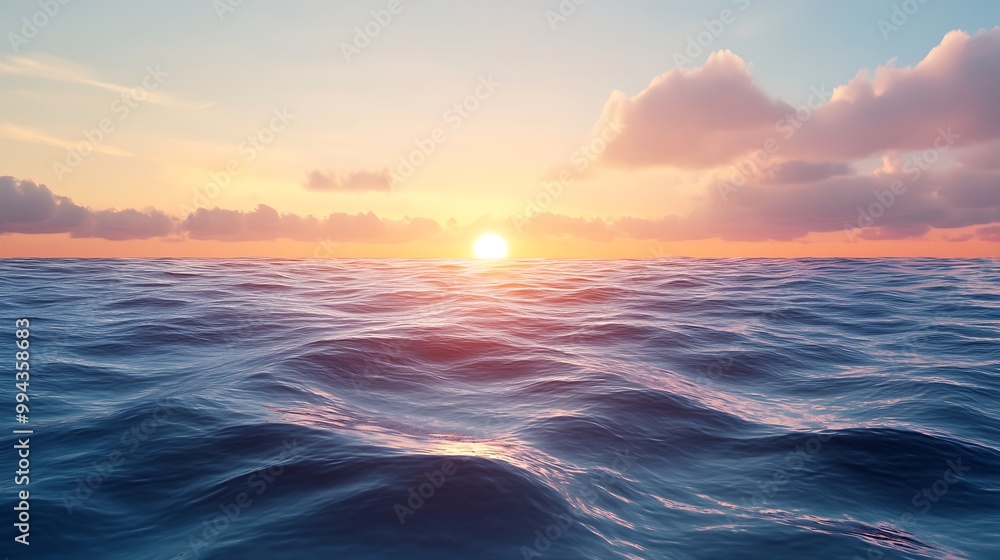 Fototapeta premium Serene Sunset Over a Calm Ocean Horizon