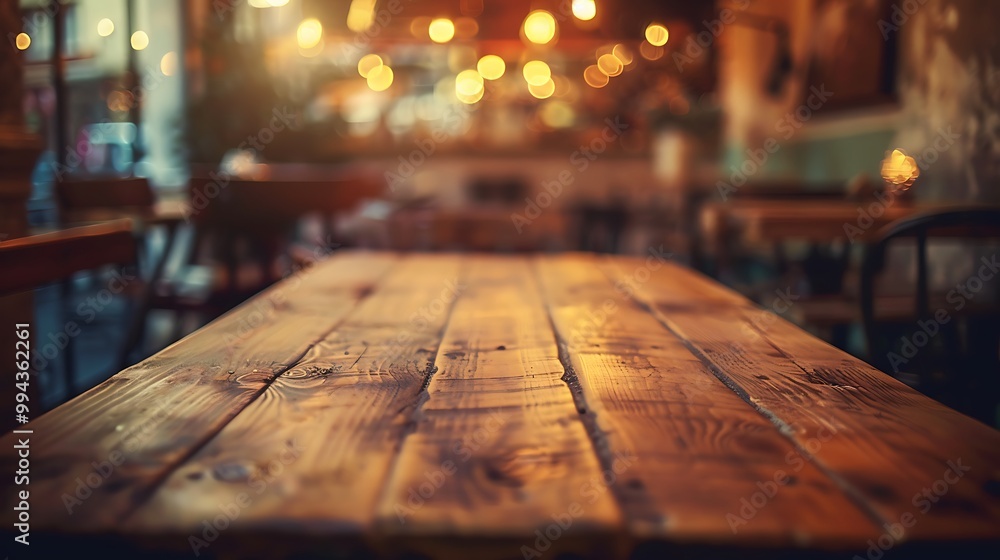 Empty wooden table with christmas theme in background, Warm Glow: A Cozy Evening at a Wooden Table Empty wooden table with christmas theme in background, Warm Glow: A Cozy Evening at a Wooden Table