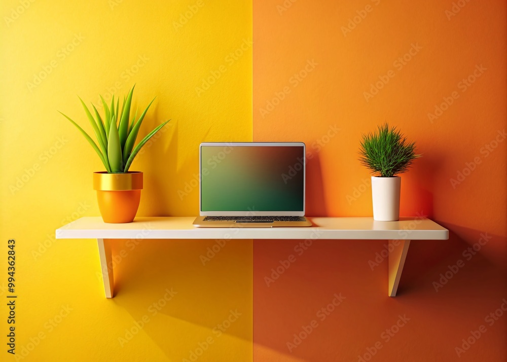 Fototapeta premium Modern Shelf Computer Background with Minimalist Design and Elegant Color Palette for Digital Use