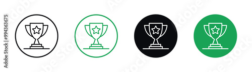 cup trophy line icon set vector design