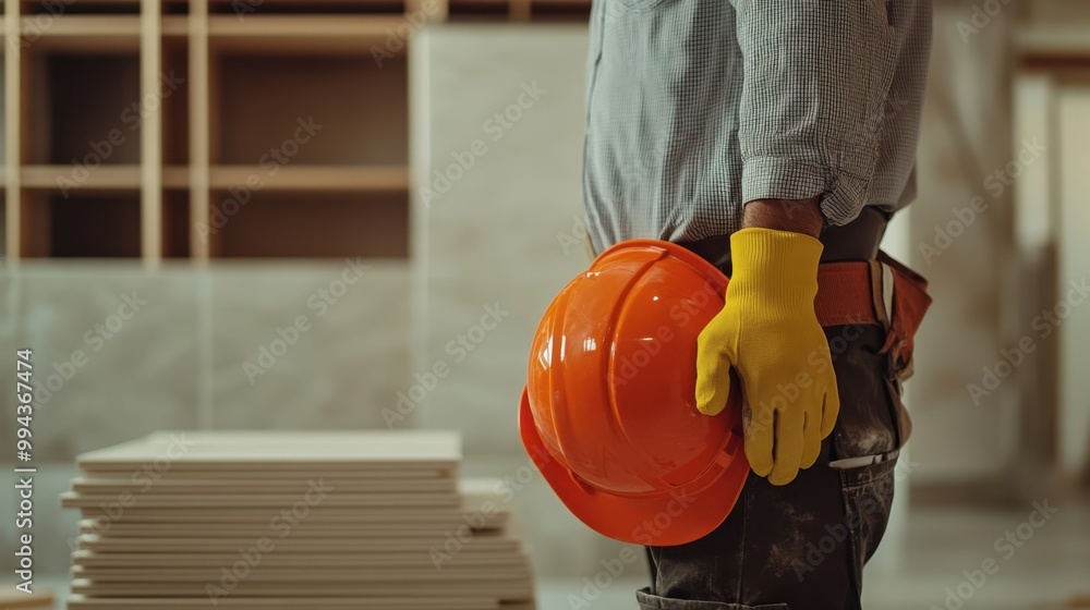 The Worker with Orange Hardhat The Worker with Orange Hardhat