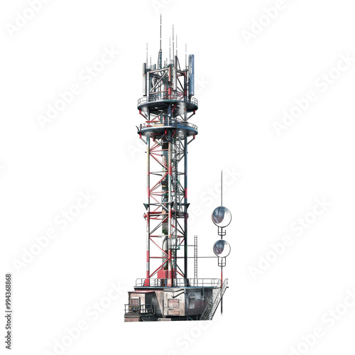 Obraz na płótnie Photo of a telecommunication tower featuring 4G and 5G cellular technology, isolated on a transparent w salonie