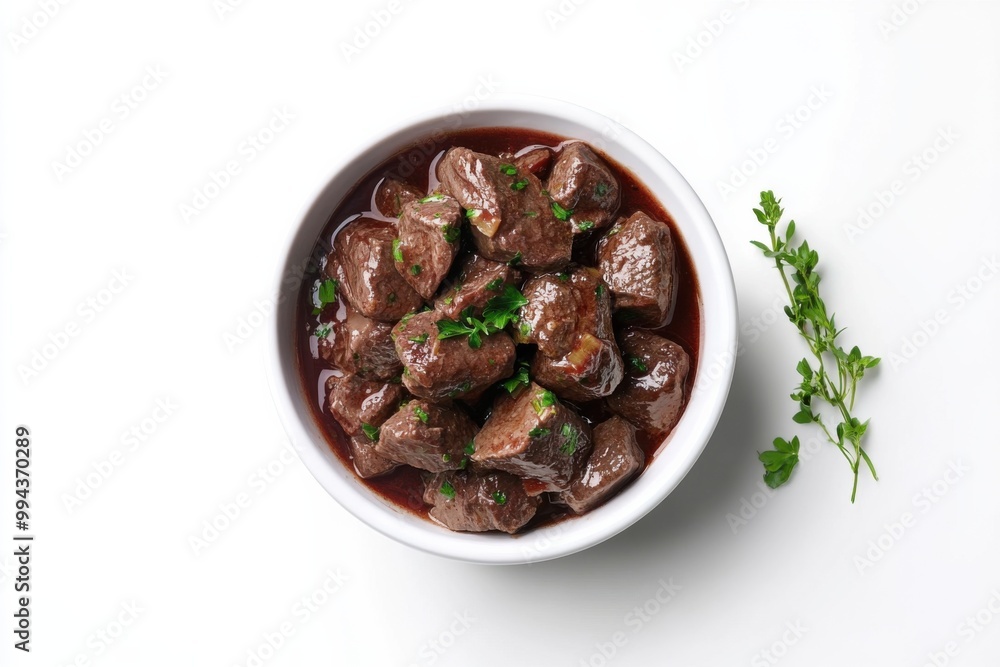 Hearty Beef Bourguignon Served on White Dish Hearty Beef Bourguignon Served on White Dish