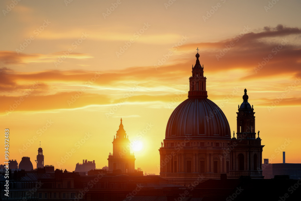 Fototapeta premium Silhouette of St. Paul's Cathedral at Sunset