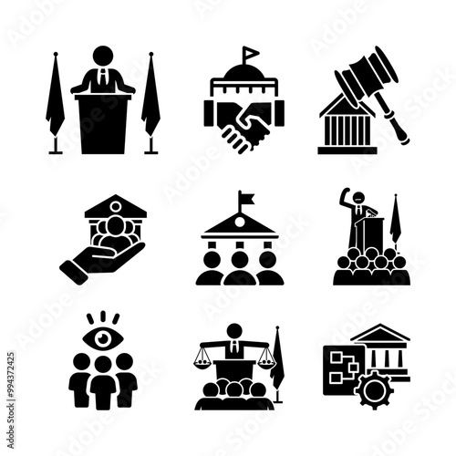 Illustration icon set government. Governt