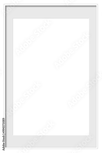 White metal frame with light gray mat isolated png