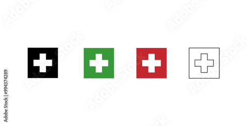 Red cross icon, aids icon set, medicine icon illustration, emergency hospital icon, white background, medicine health symbol, vector illustrator.